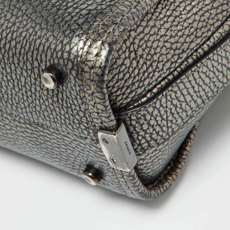 Pre Owned Coach Metallic Grey Leather Swagger 20 Crossbody Bag