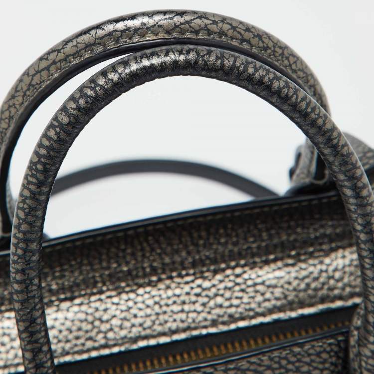 Pre Owned Coach Metallic Grey Leather Swagger 20 Crossbody Bag