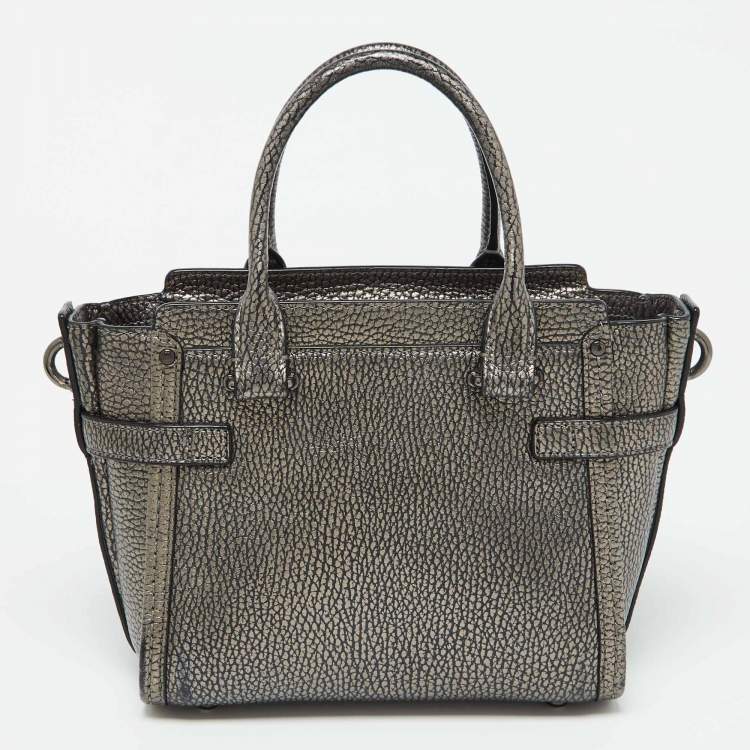 Pre Owned Coach Metallic Grey Leather Swagger 20 Crossbody Bag