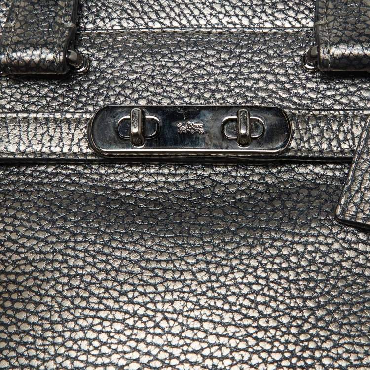 Pre Owned Coach Metallic Grey Leather Swagger 20 Crossbody Bag