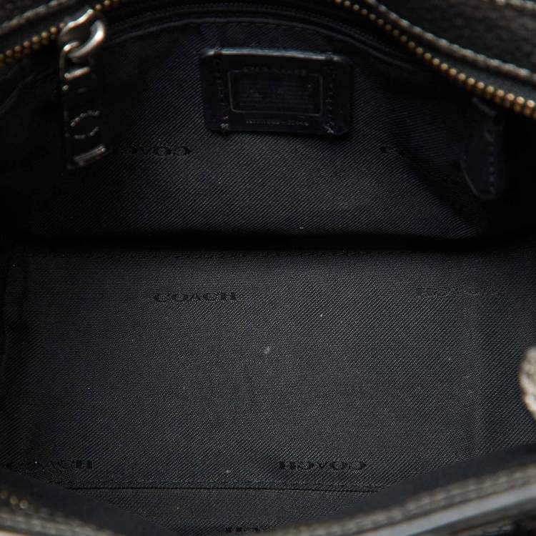 Pre Owned Coach Metallic Grey Leather Swagger 20 Crossbody Bag