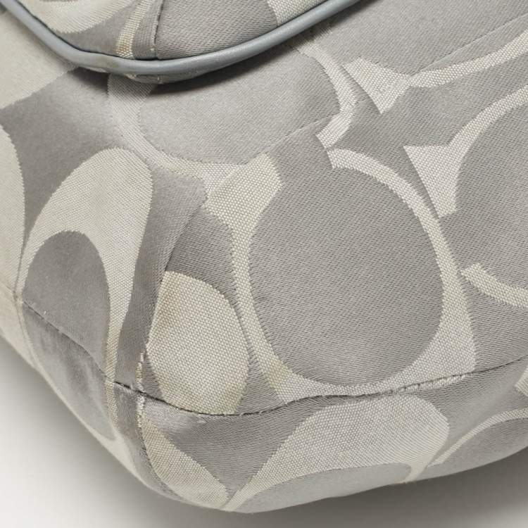 Pre Owned Coach Grey Signature Fabric and Leather Kristin Hobo