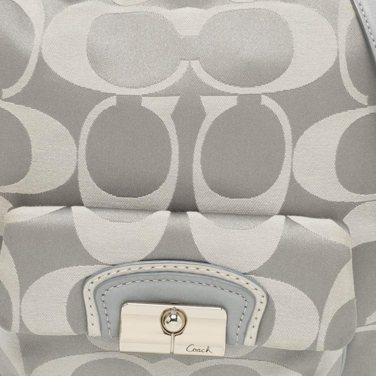 Pre Owned Coach Grey Signature Fabric and Leather Kristin Hobo
