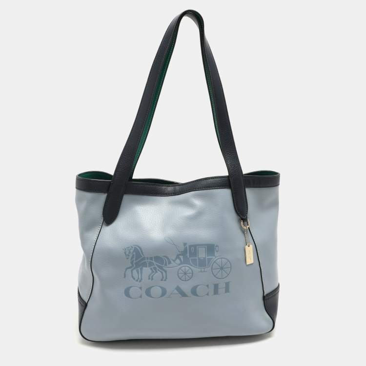 Coach Blue Leather Horse And Carriage Tote Coach TLC