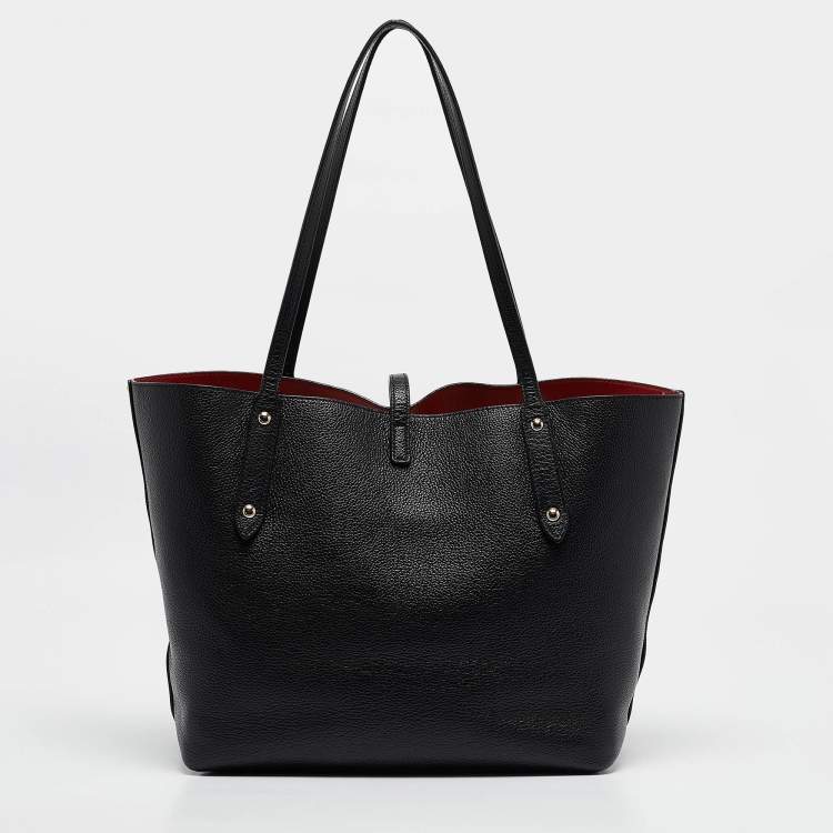 Pre Owned Coach Black Leather Market Tote