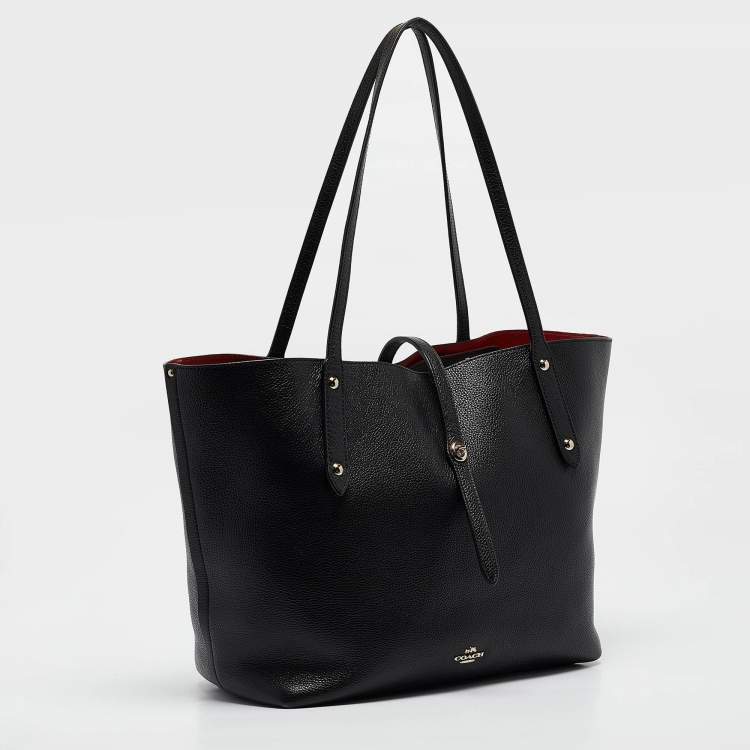 Pre Owned Coach Black Leather Market Tote