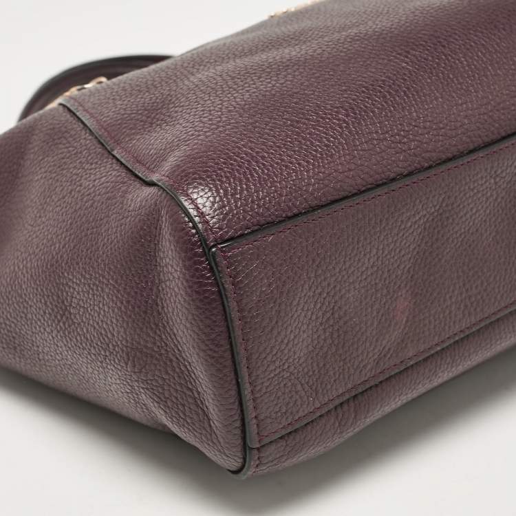 Pre Owned Coach Purple Pebbled Leather Prairie Satchel