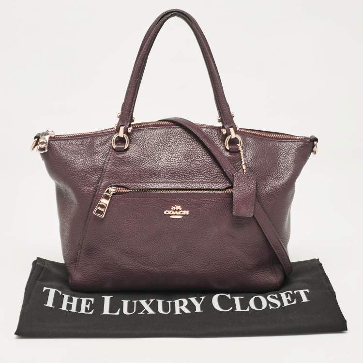 Pre Owned Coach Purple Pebbled Leather Prairie Satchel