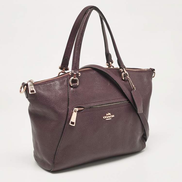 Pre Owned Coach Purple Pebbled Leather Prairie Satchel
