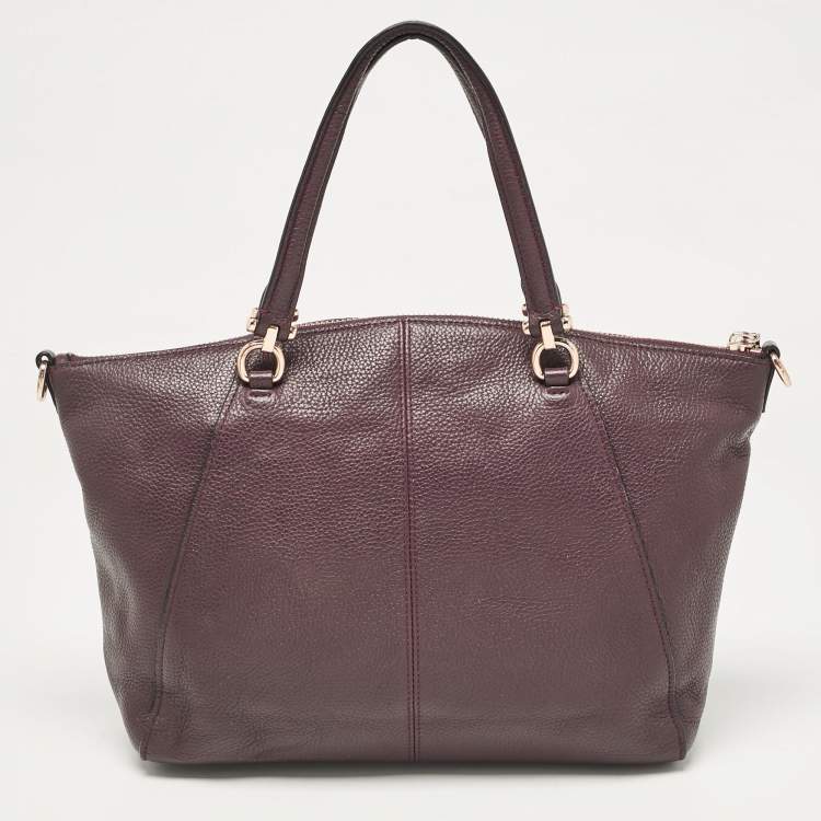 Pre Owned Coach Purple Pebbled Leather Prairie Satchel