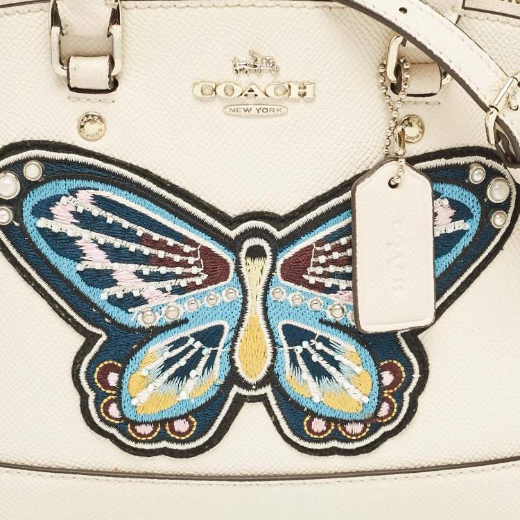 Pre Owned Coach Cream Leather Sierra Butterfly Satchel
