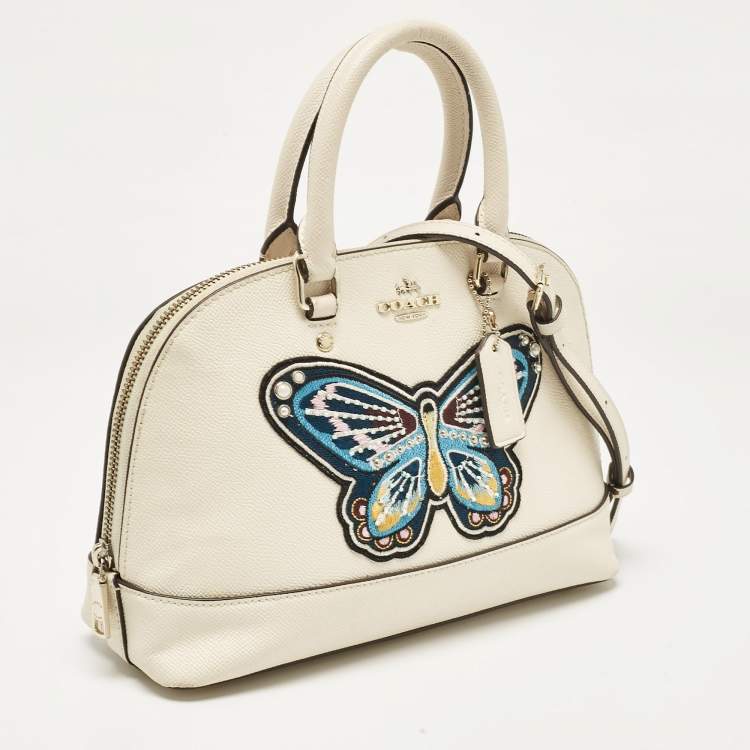 Pre Owned Coach Cream Leather Sierra Butterfly Satchel