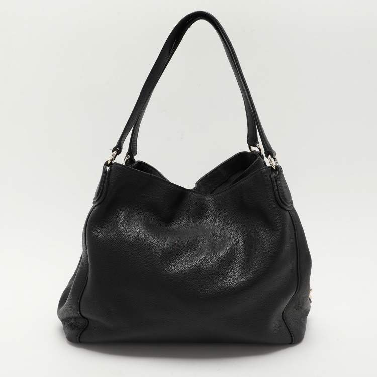 Pre Owned Coach Black Leather Edie 31 Satchel