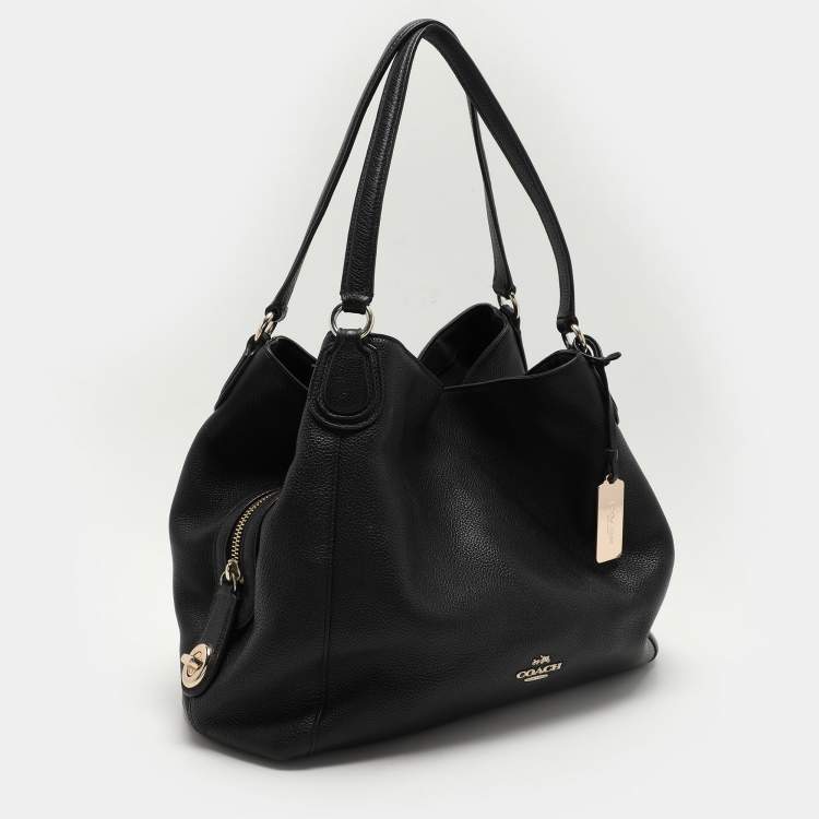 Pre Owned Coach Black Leather Edie 31 Satchel