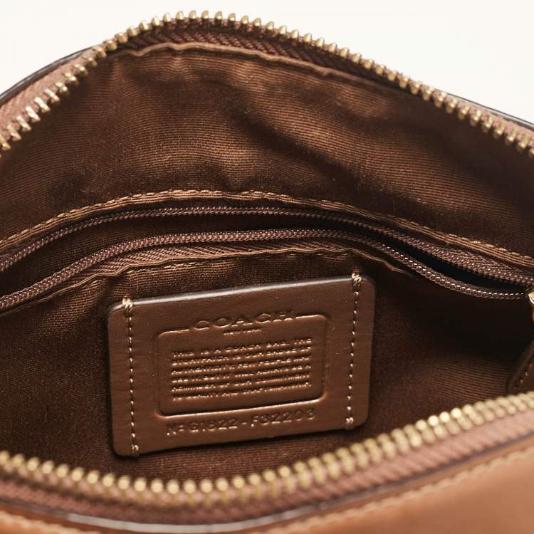 Pre Owned Coach Beige/Brown Signature Coated Canvas and Leather Mini Bennett Satchel