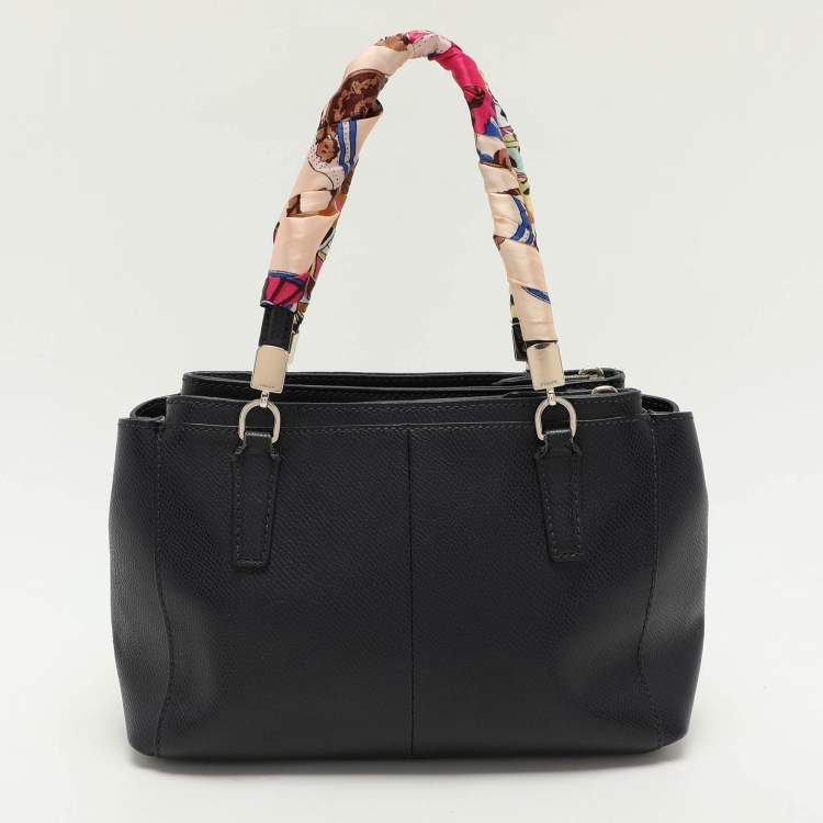 Pre Owned Coach Navy Blue Leather Mini Chirstie Top Zip Tote