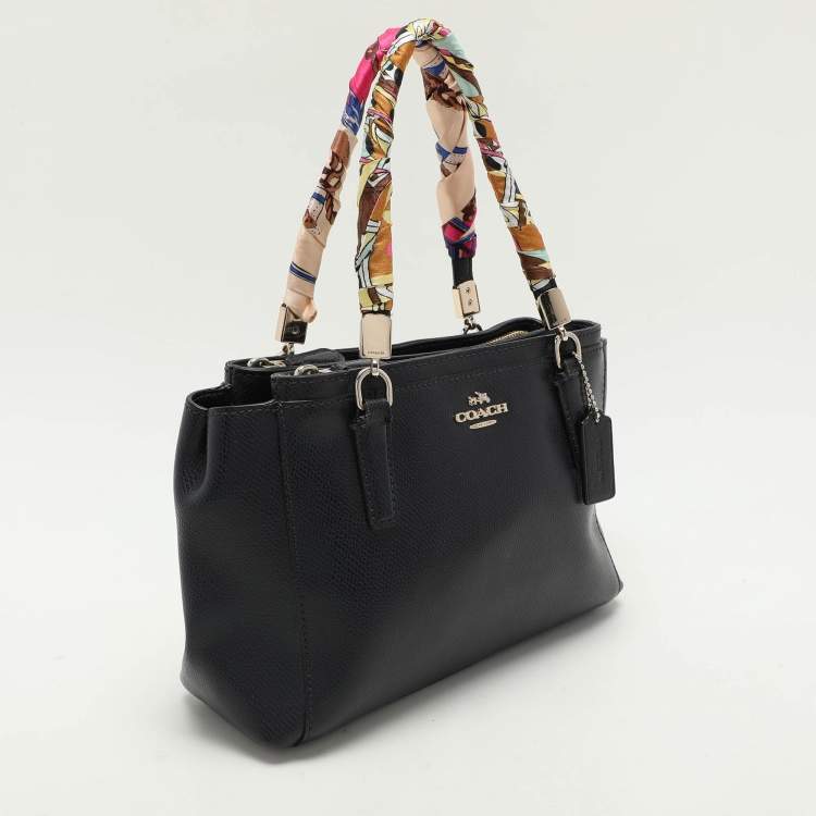 Pre Owned Coach Navy Blue Leather Mini Chirstie Top Zip Tote