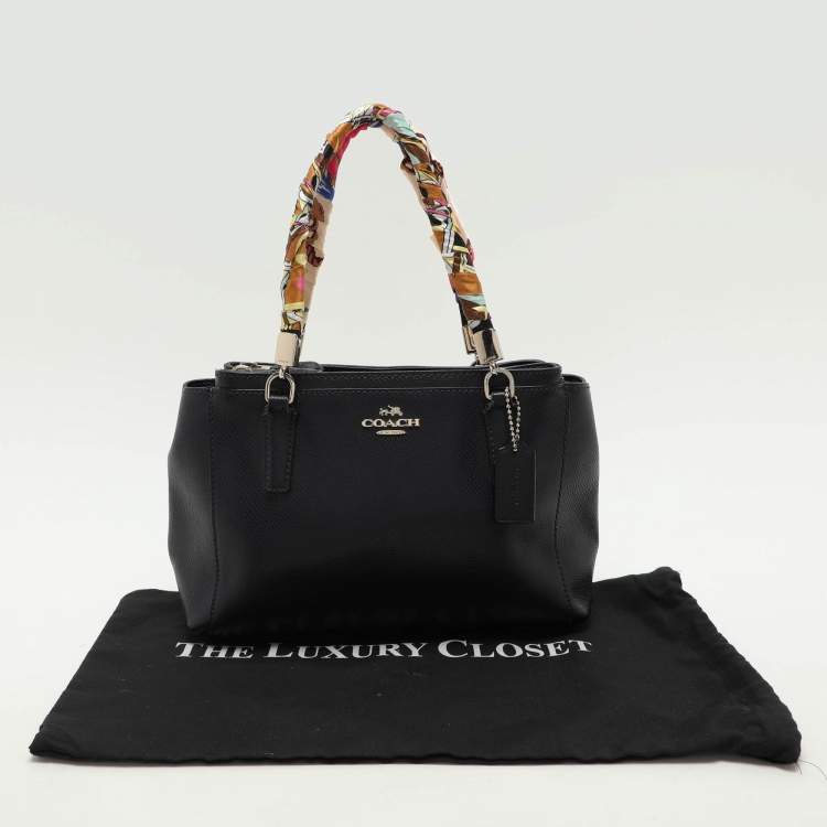 Pre Owned Coach Navy Blue Leather Mini Chirstie Top Zip Tote