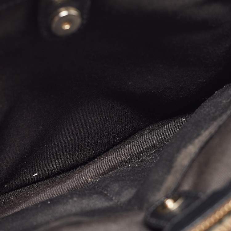 Pre Owned Coach Black/Brown Signature Coated Canvas and Leather Mini Christie Carryall Satchel