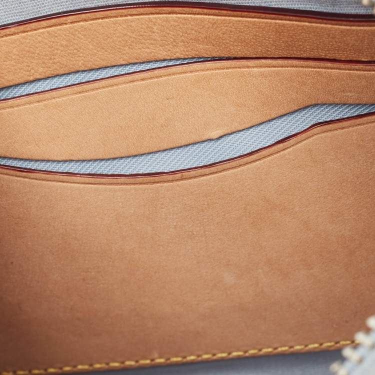 Pre Owned Coach Light Blue Signature Denim and Leather Swinger 20 Clutch Bag