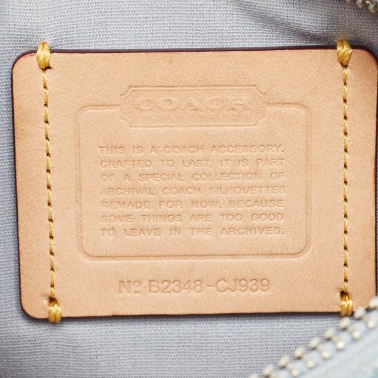 Pre Owned Coach Light Blue Signature Denim and Leather Swinger 20 Clutch Bag