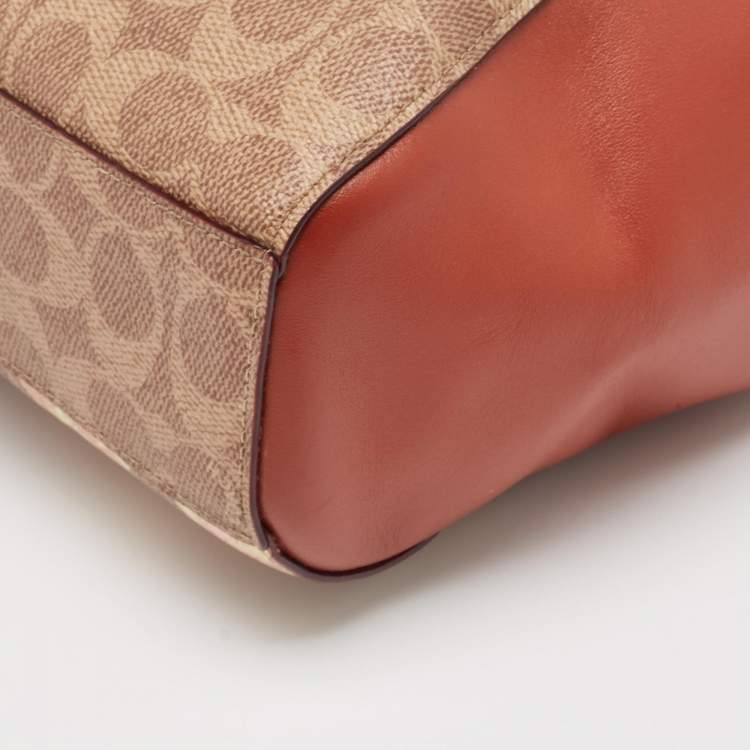 Pre Owned Coach Beige/Brown Signature Coated Canvas and Leather Floral Prairie Satchel