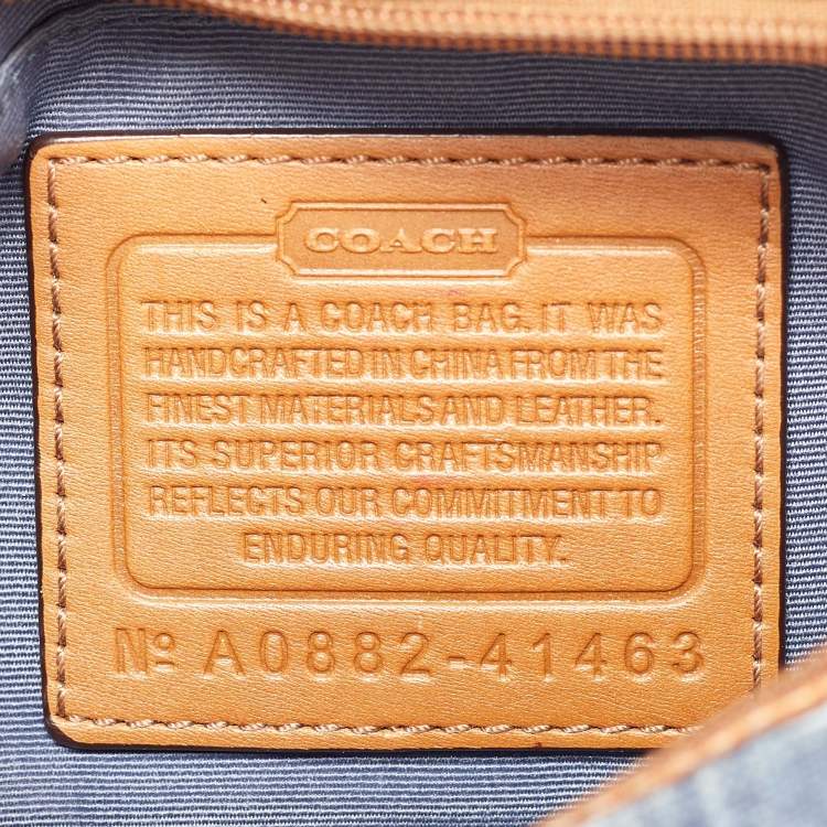 Pre Owned Coach Blue/Brown Signature Denim and Leather Baguette Bag