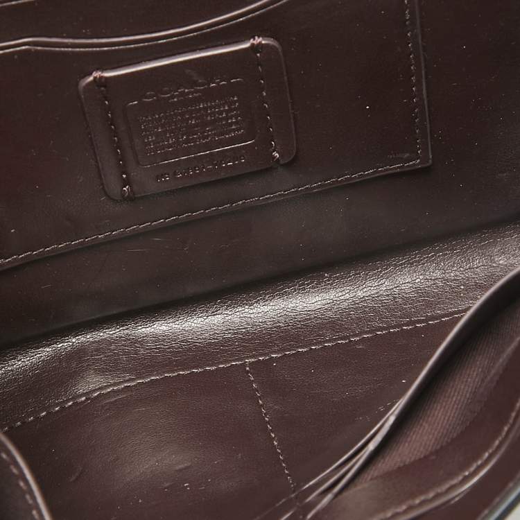 Pre Owned Coach Black/Burgundy Leather Scallop Studded Marlow Crossbody Bag