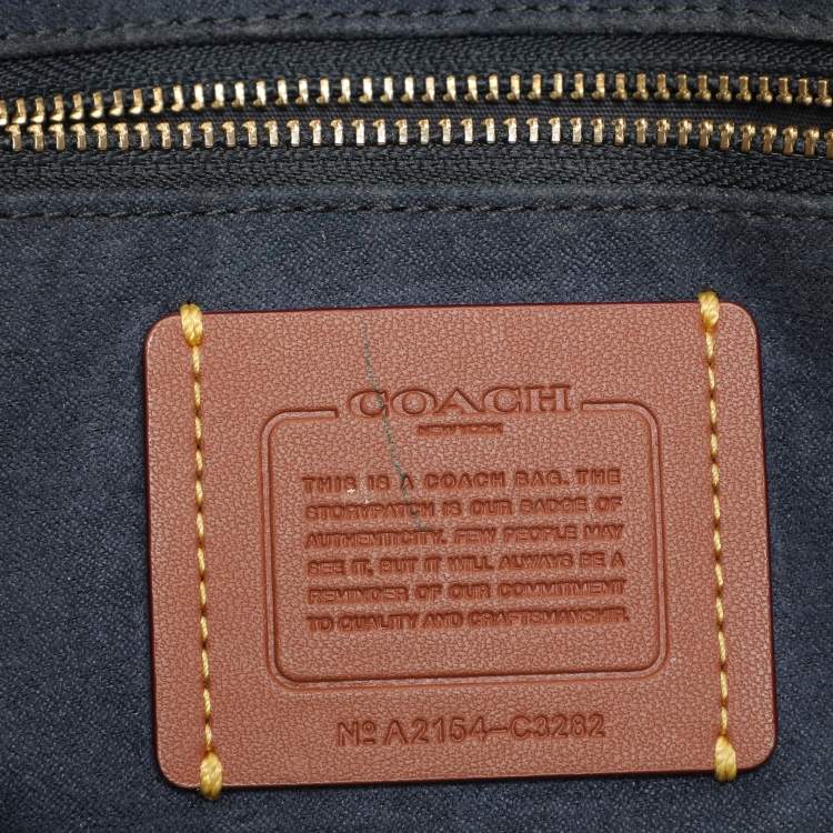 Pre Owned Coach Navy Blue Canvas and Leather Field Tote 30
