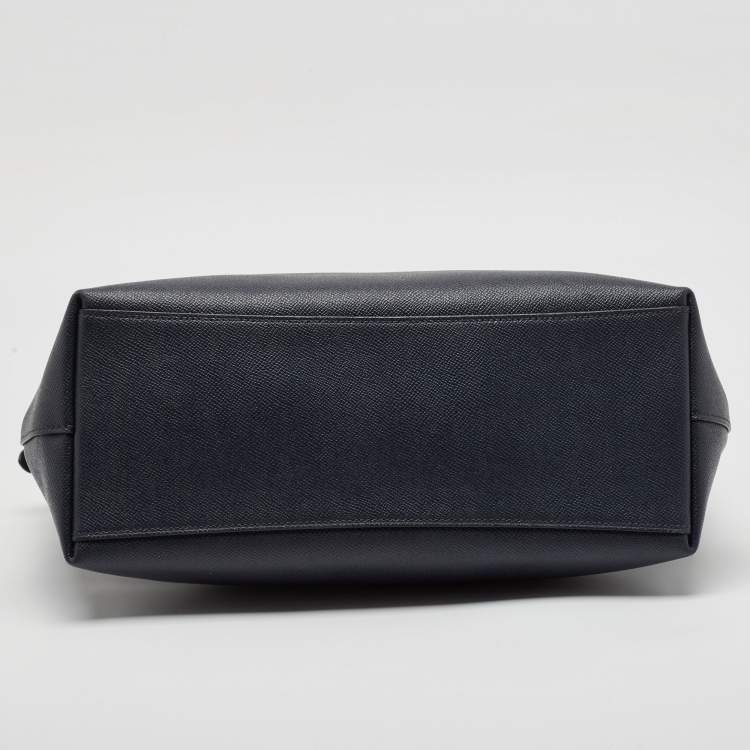 Pre Owned Coach Navy Blue Leather Gallery Tote