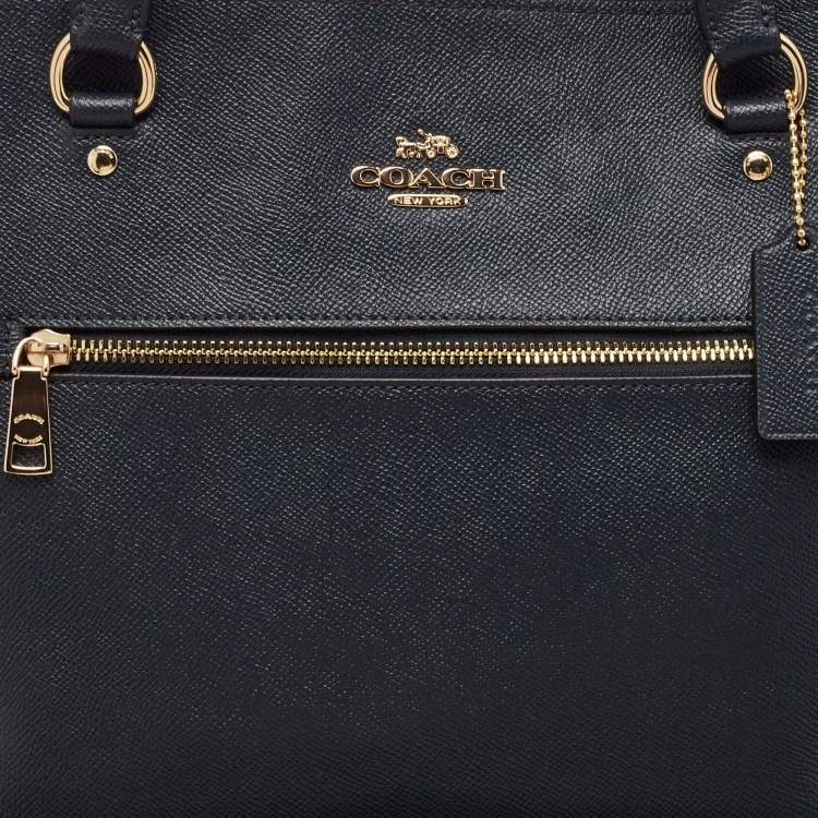 Pre Owned Coach Navy Blue Leather Gallery Tote