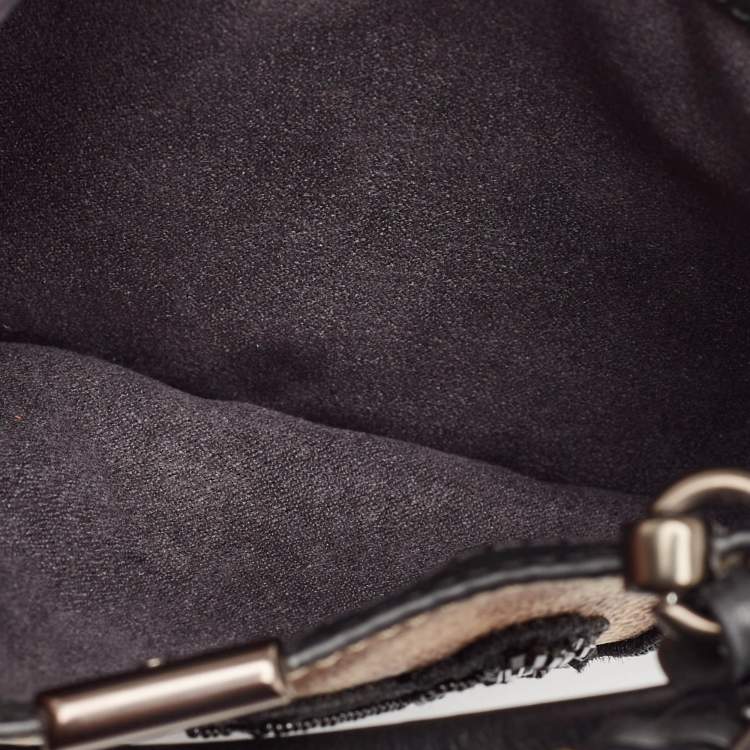Pre Owned Coach Black/Brown Signature Coated Canvas and Leather Dreamer Embellished Satchel