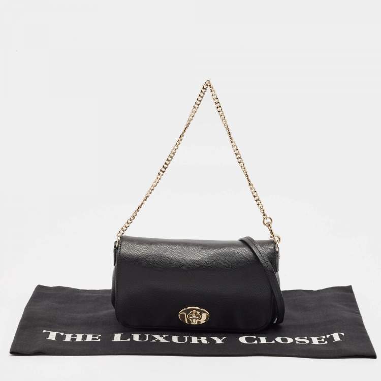 Pre Owned Coach Black Leather Crosstown Turnlock Crossbody Bag