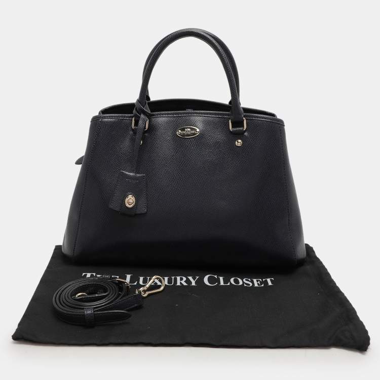 Pre Owned Coach Navy Blue Leather Margot Satchel
