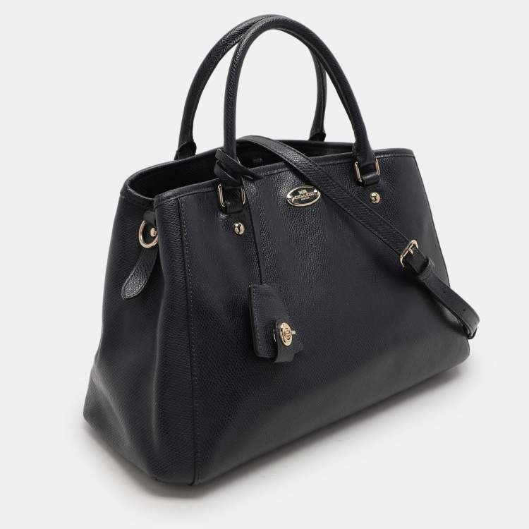 Pre Owned Coach Navy Blue Leather Margot Satchel