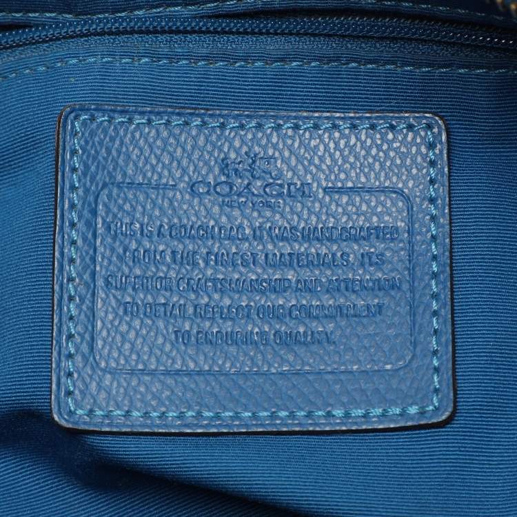 Pre Owned Coach Beige/Blue Signature Coated Canvas File Crossbody Bag