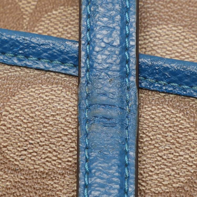 Pre Owned Coach Beige/Blue Signature Coated Canvas File Crossbody Bag