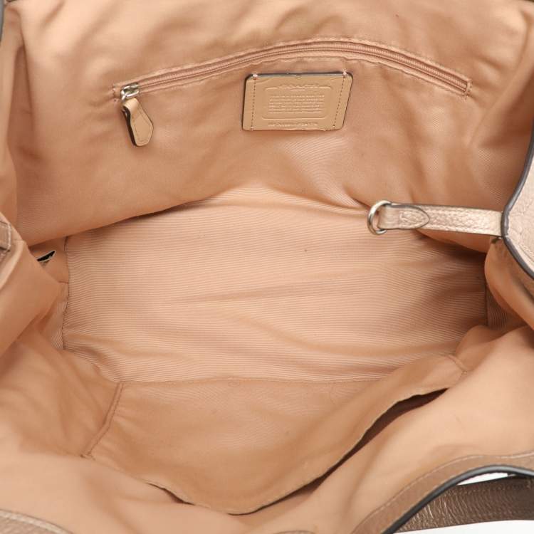 Pre Owned Coach Beige Leather Lexy Tote