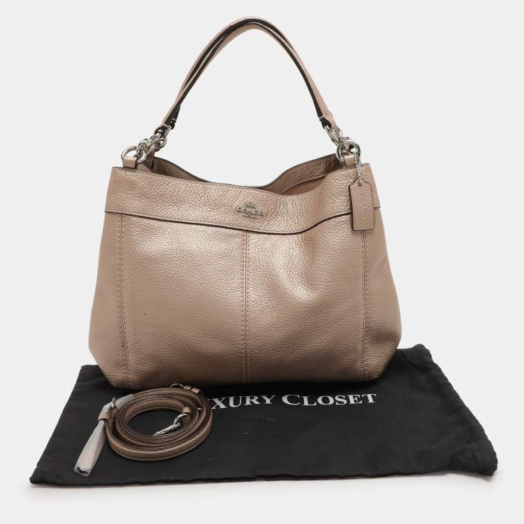 Pre Owned Coach Beige Leather Lexy Tote