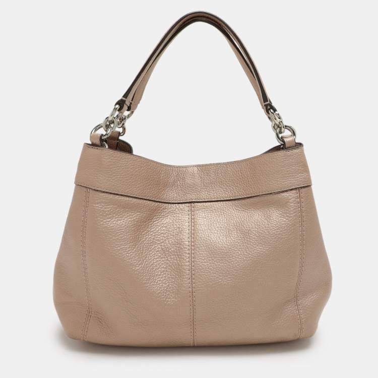 Pre Owned Coach Beige Leather Lexy Tote