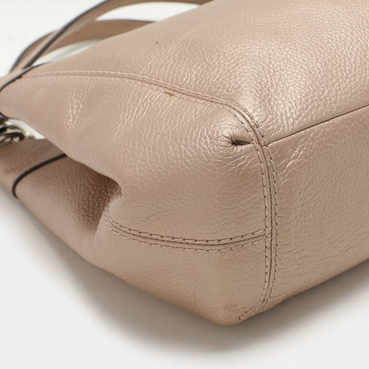 Pre Owned Coach Beige Leather Lexy Tote
