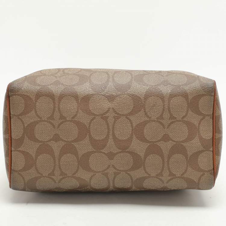 Pre Owned Coach Beige/Brown Signature Coated Canvas and Leather Mini Bennett Satchel