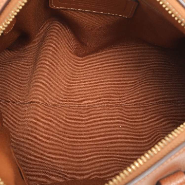Pre Owned Coach Beige/Brown Signature Coated Canvas and Leather Mini Bennett Satchel