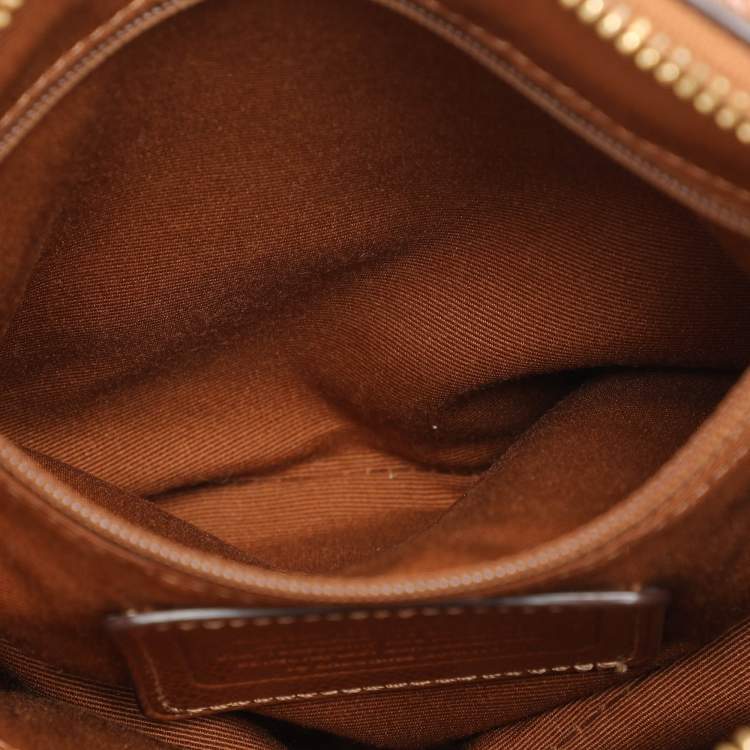Pre Owned Coach Beige/Brown Signature Coated Canvas and Leather Mini Bennett Satchel