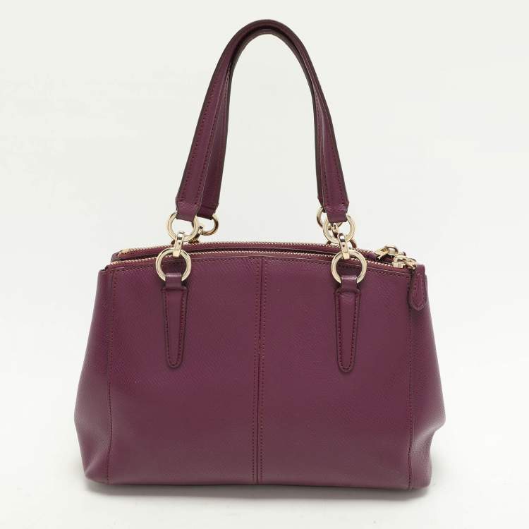 Pre Owned Coach Purple Leather Christie Carryall Tote