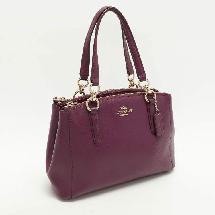 Pre Owned Coach Purple Leather Christie Carryall Tote