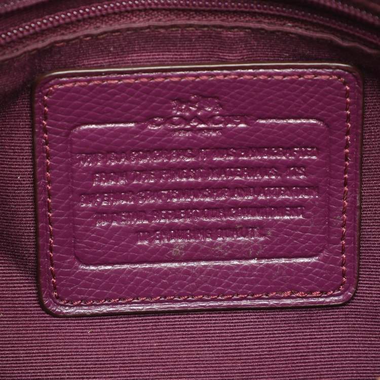 Pre Owned Coach Purple Leather Christie Carryall Tote