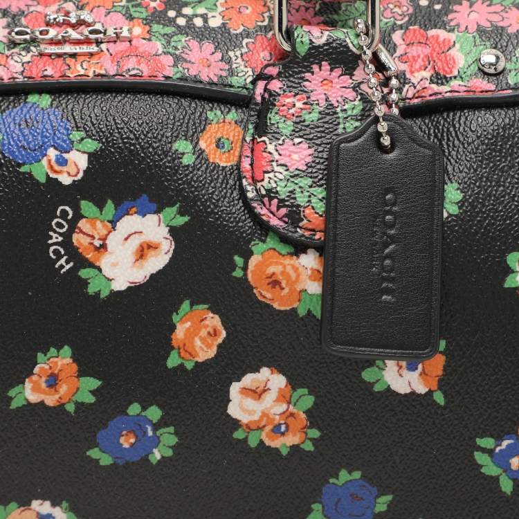 Pre Owned Coach Multicolor Floral Print Coated Canvas Mini Bennett Satchel