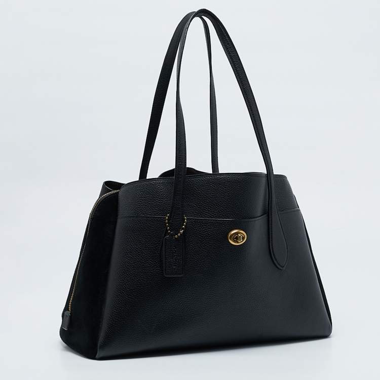 Pre Owned Coach Black Leather and Suede Lora Carryall Satchel