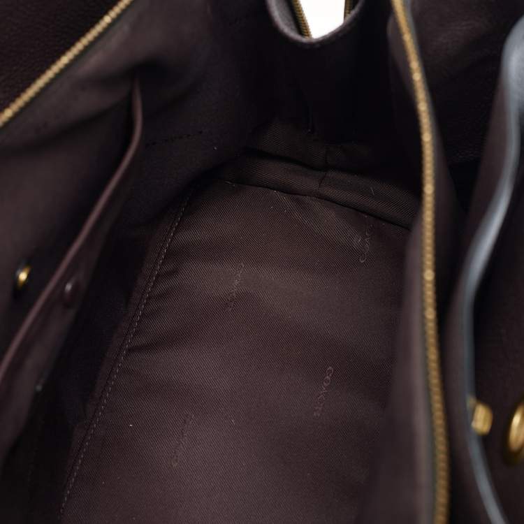 Pre Owned Coach Black Leather and Suede Lora Carryall Satchel
